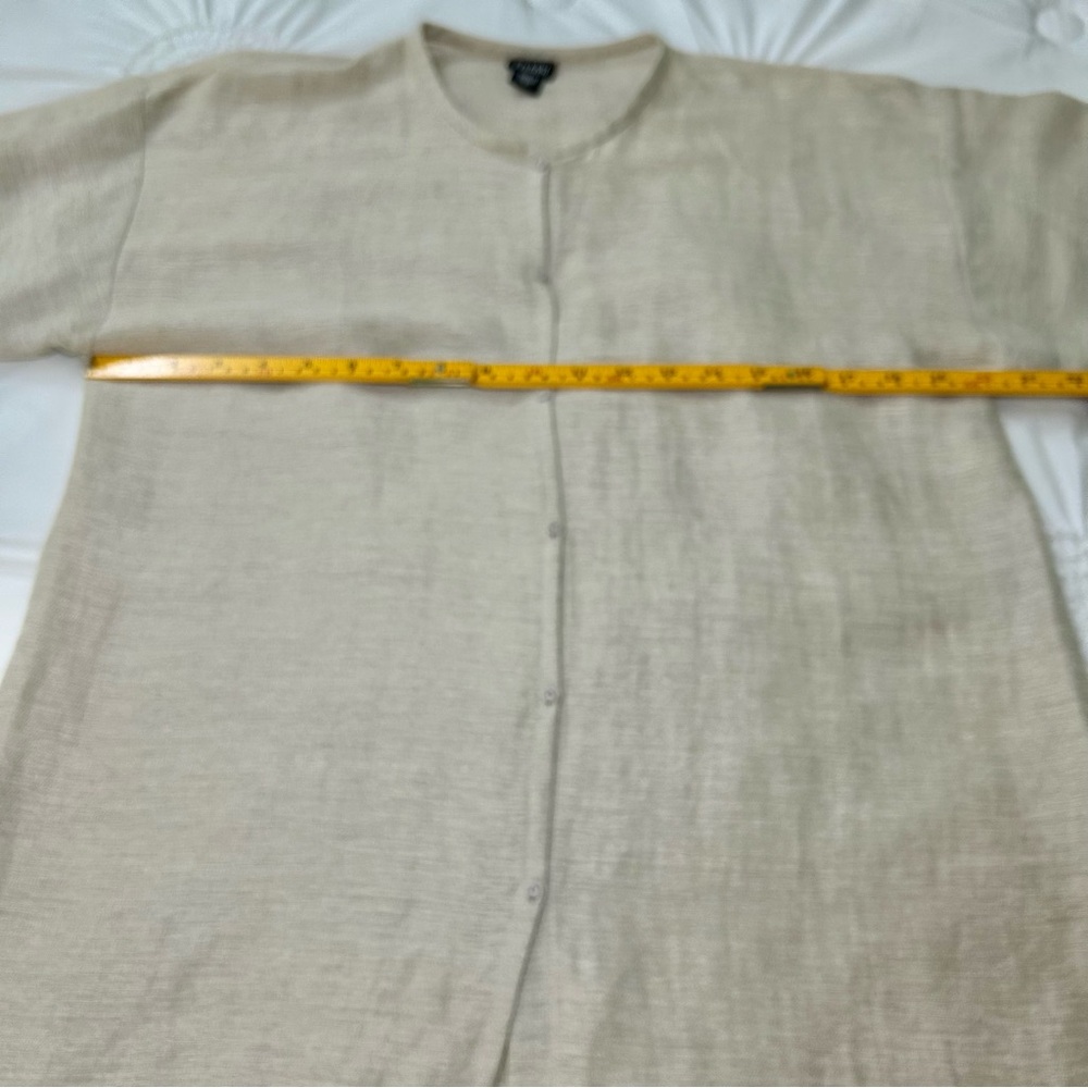 Eileen Fisher Linen & Cotton Neutral Beige Lagenlook Button Front Tunic Jacket S - Picture 9 of 15